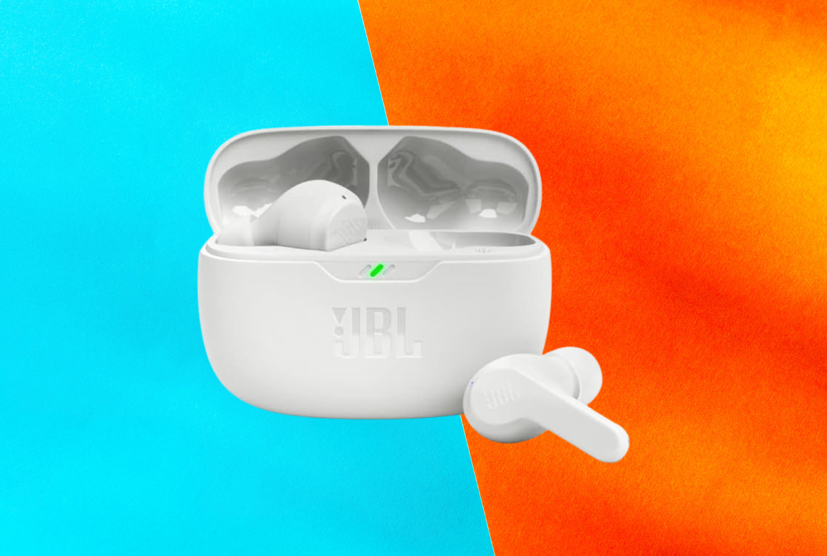 JBL headphones against a colorful background 