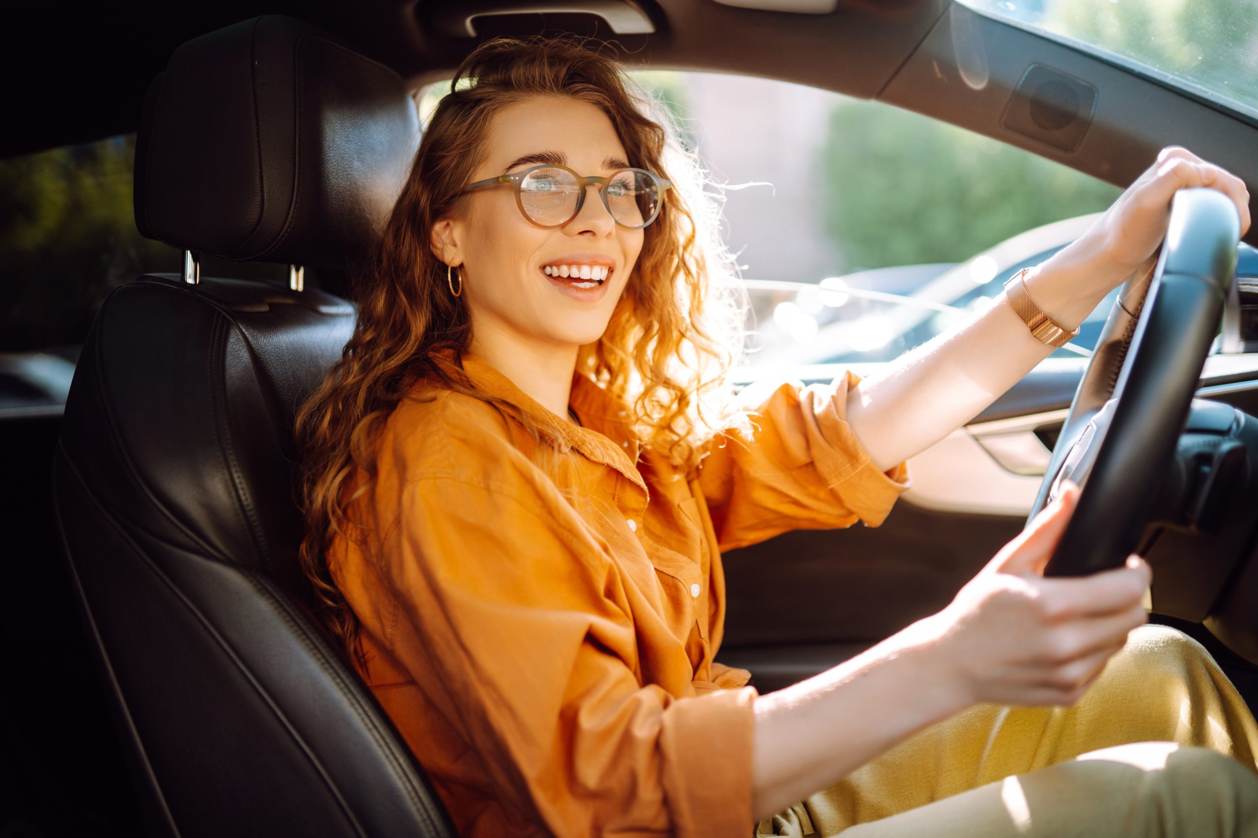 woman driving a car