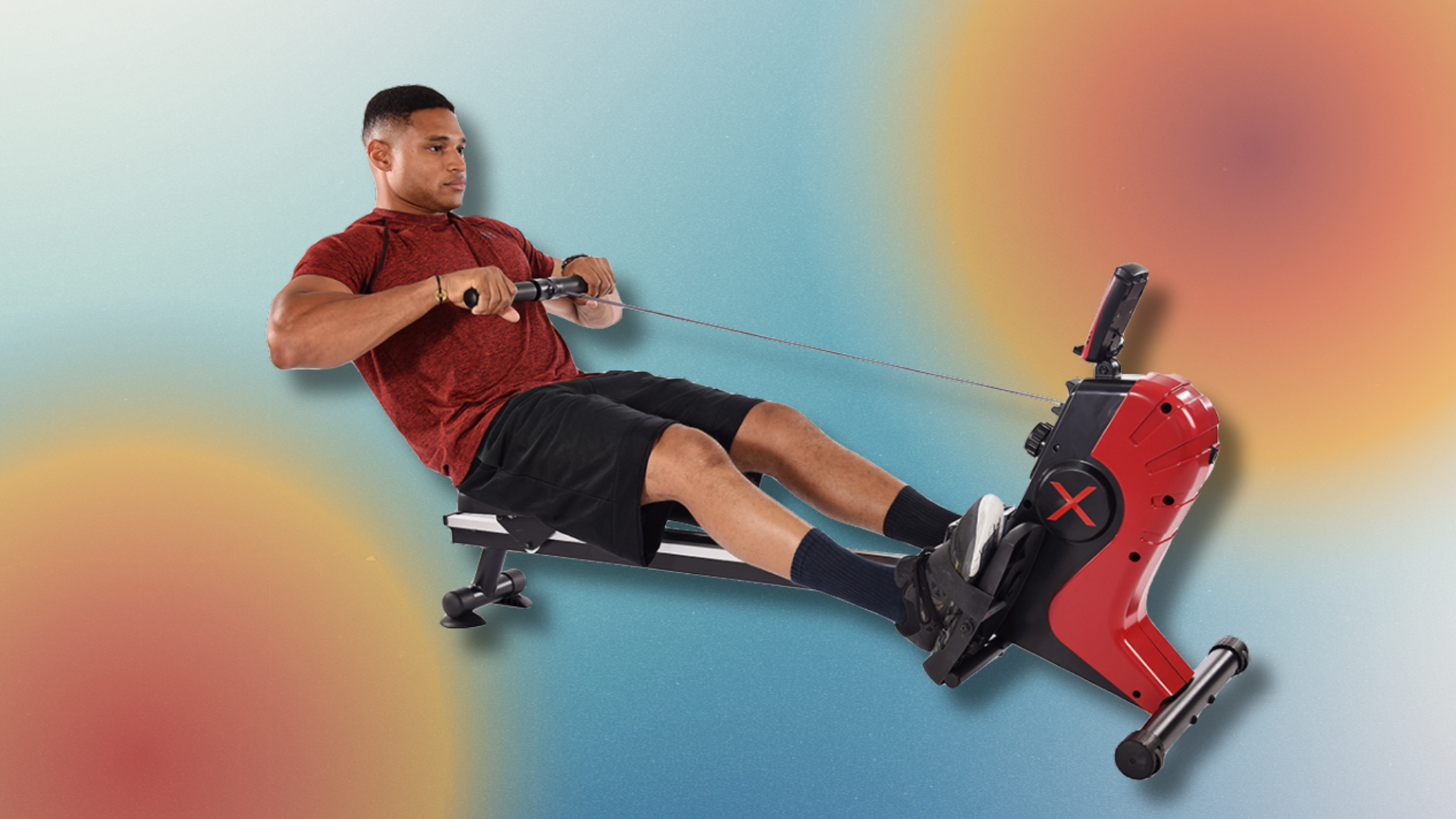 man using rower