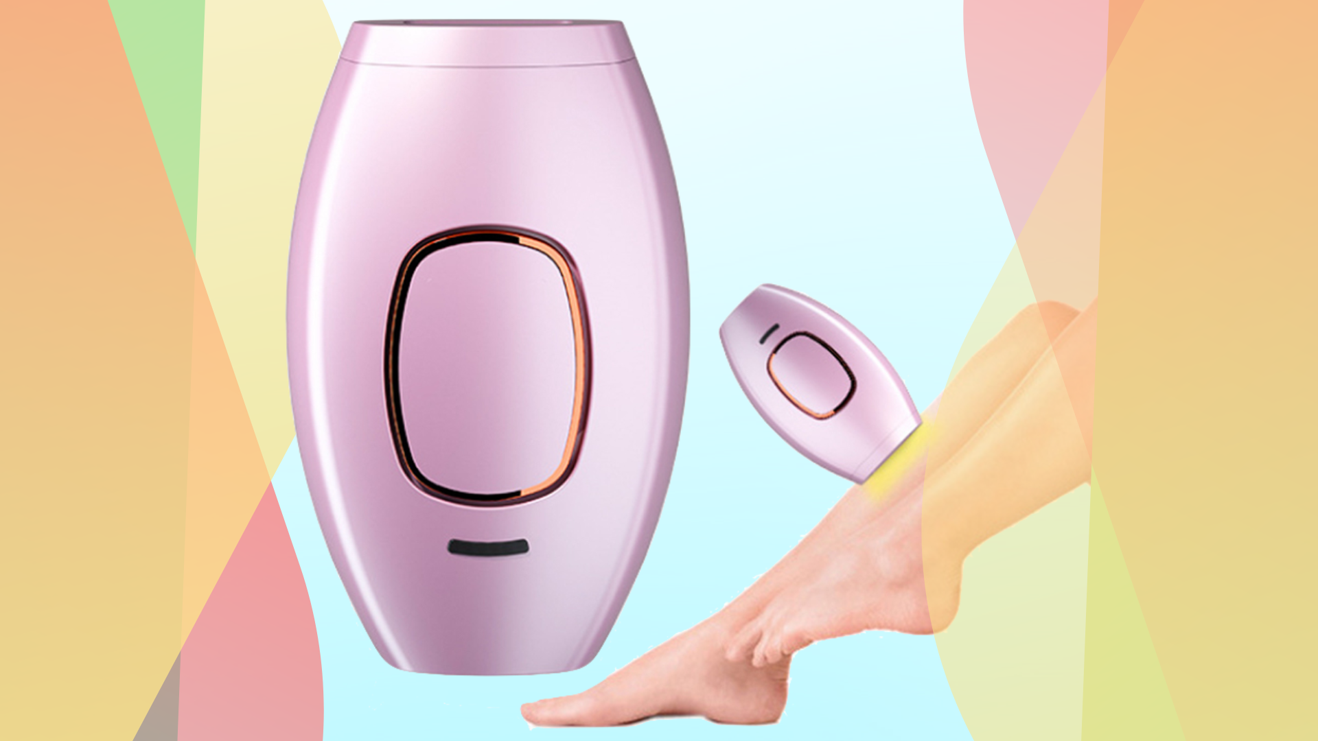 woman using laser hair removal tool in pink