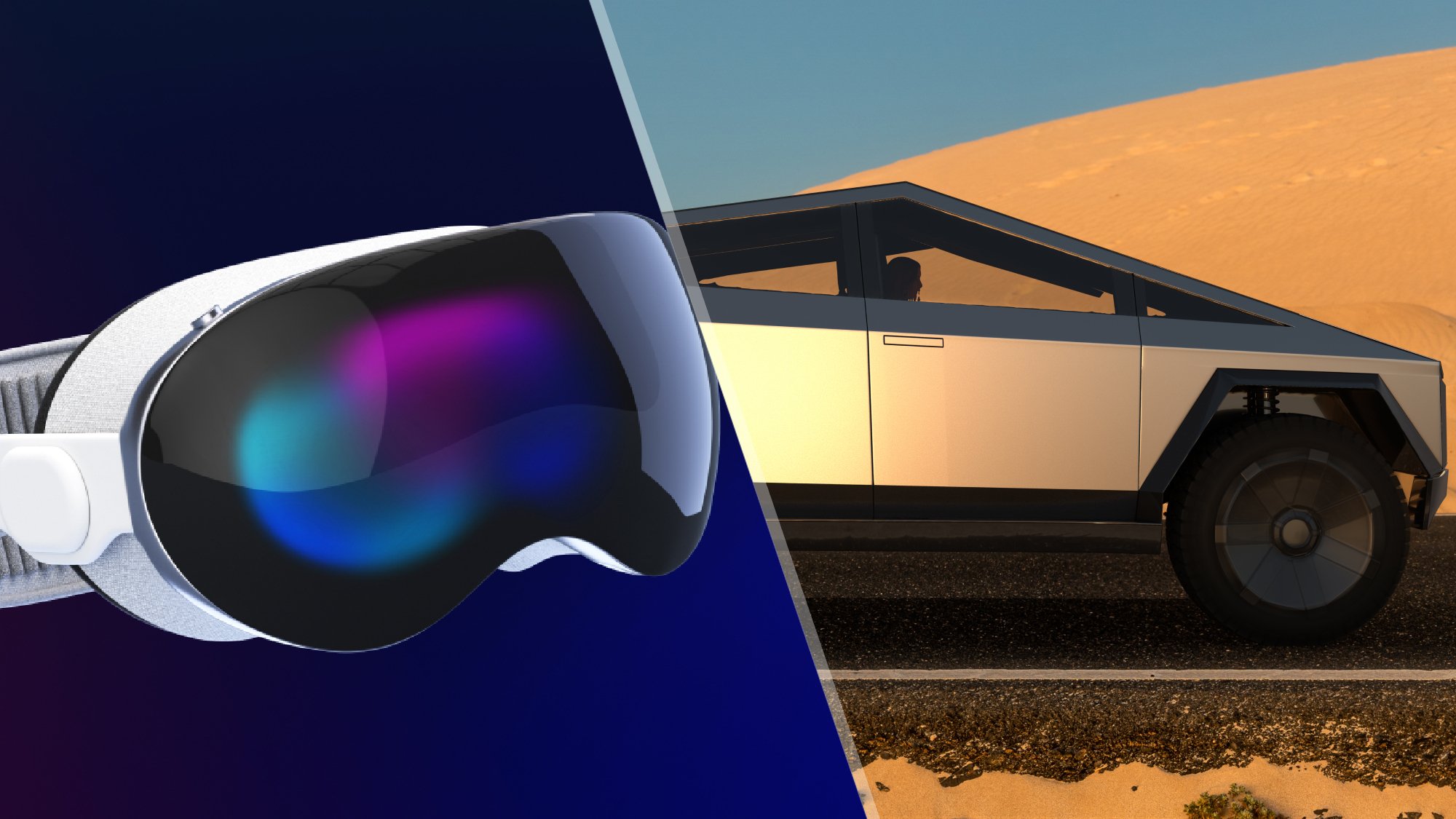 Apple Vision Pro and Cybertruck concept
