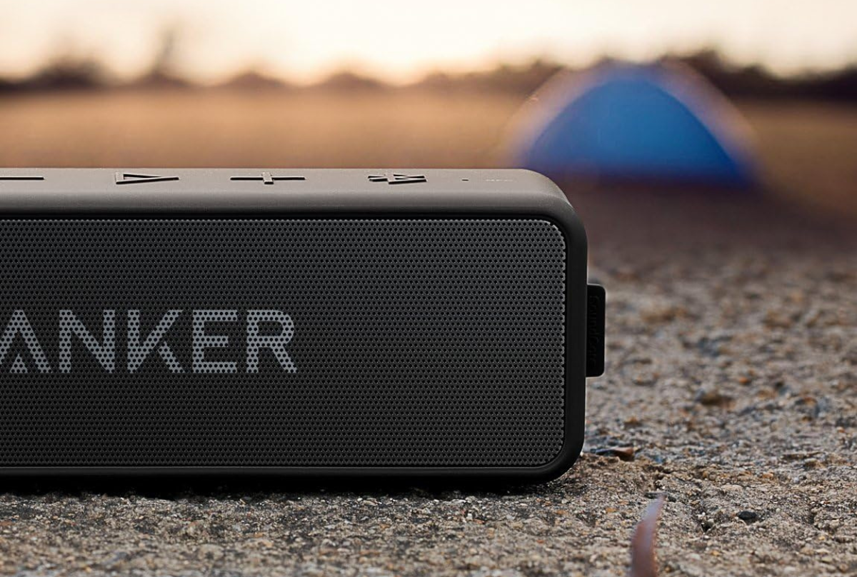 anker speaker sitting on the ground 