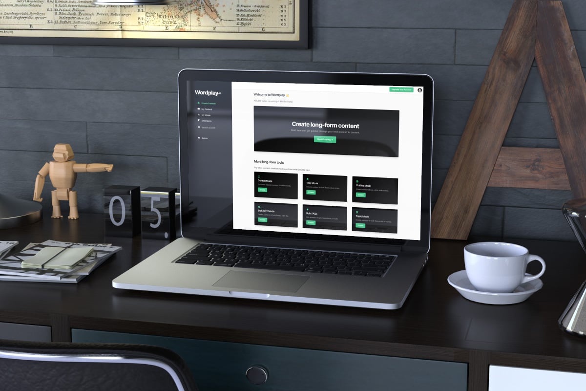 Wordplay interface on a laptop