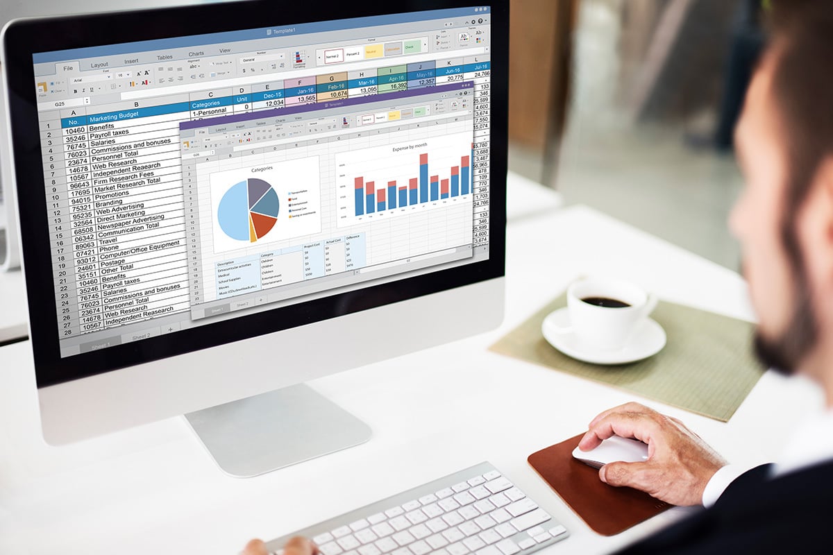 man making a spreadsheet