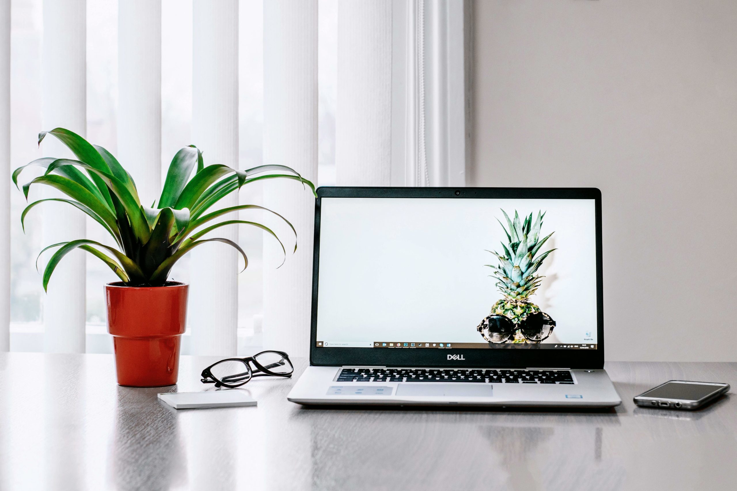 Laptop on table