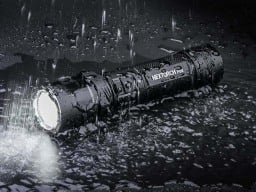 flashlight in the rain