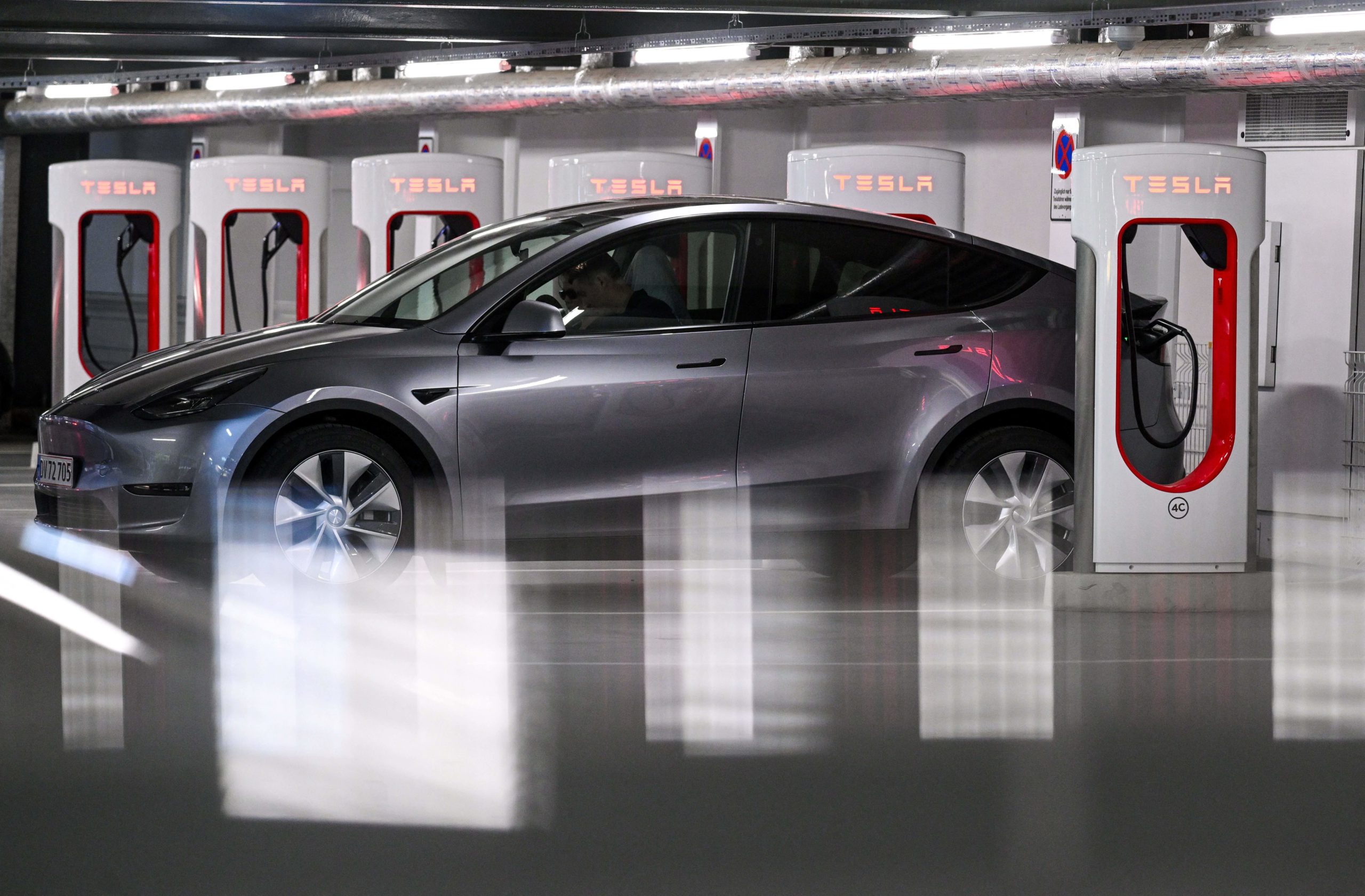 Tesla parked