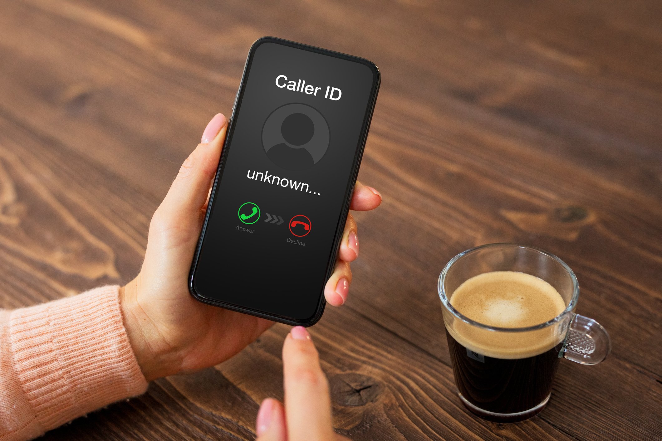 Unknown spam call on a phone