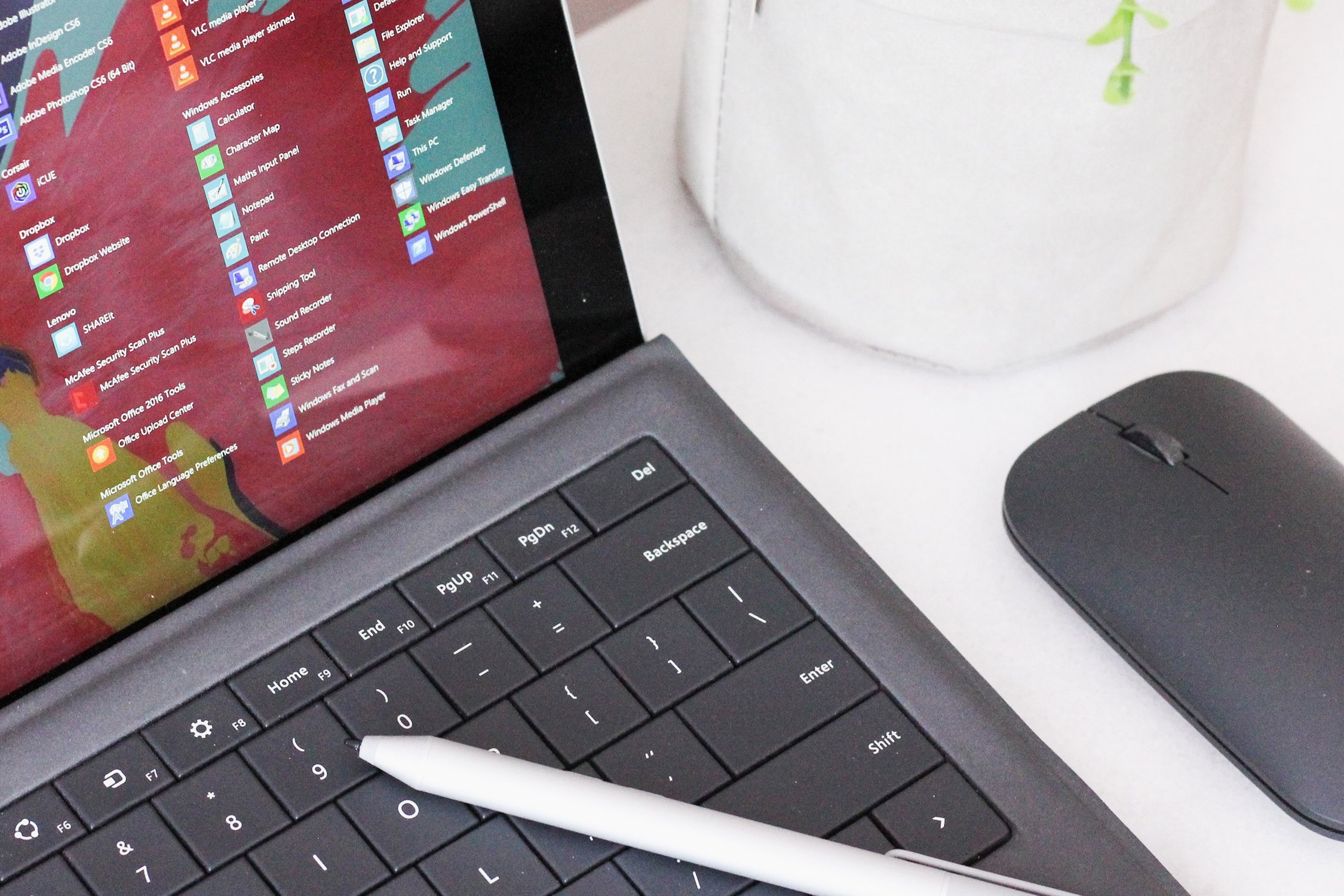 Laptop open to Microsoft suite