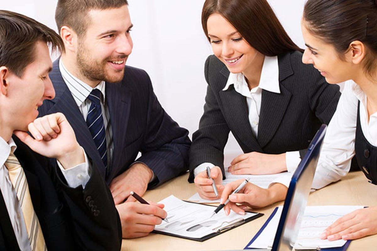Team members working together