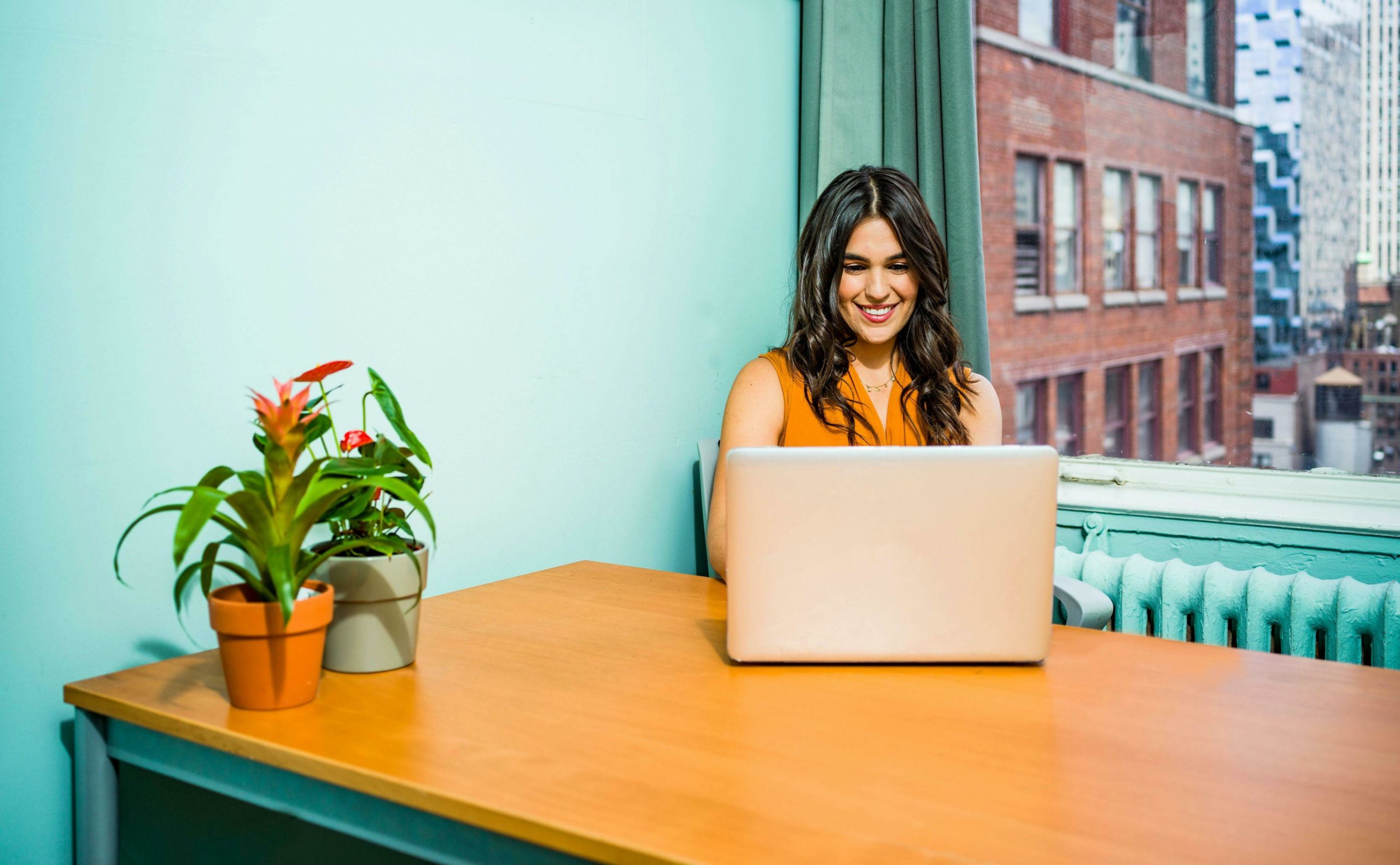 Girl looking at laptop