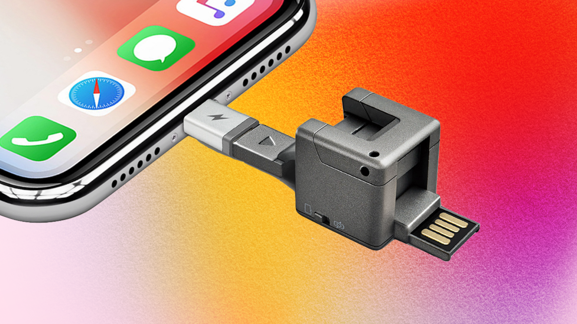 mobile keyring plugged into iPhone