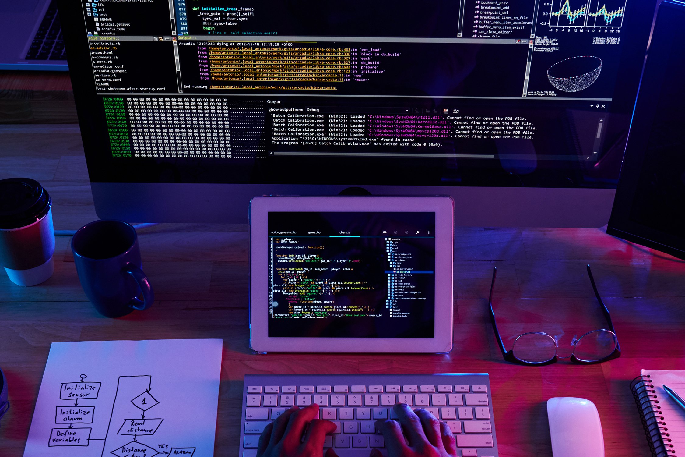 person coding in Microsoft Visual Studio