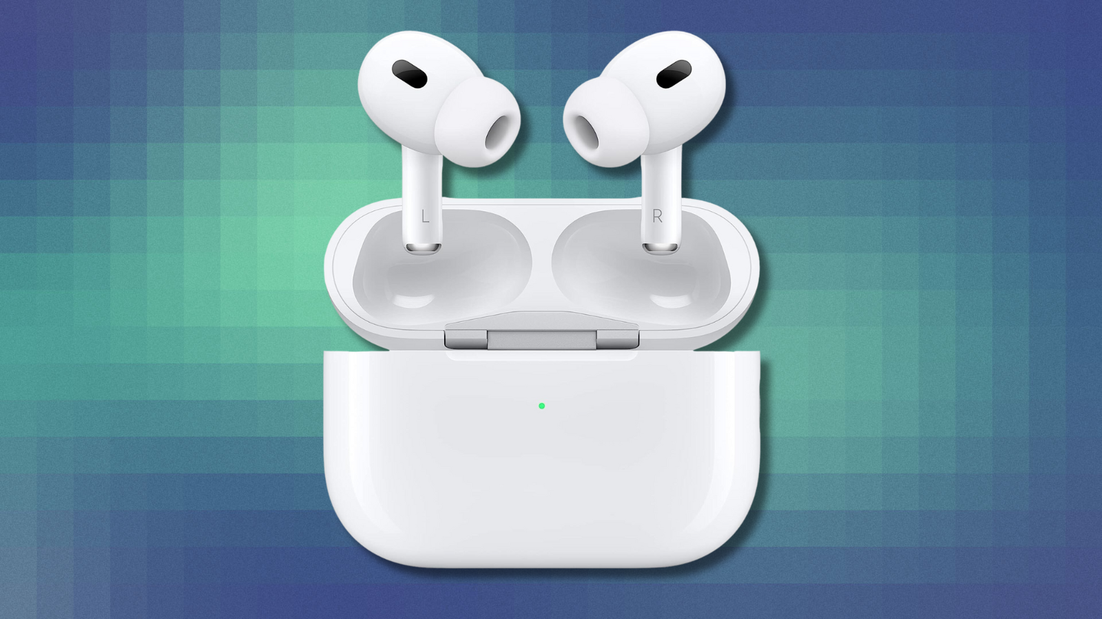 Apple AirPods Pro on blue and green abstract background