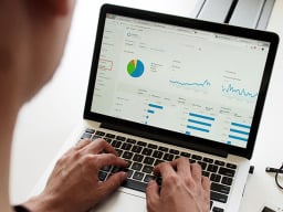 Person using program on laptop