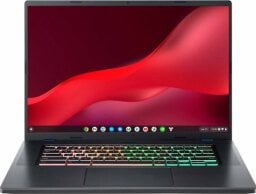 Acer Chromebook 516 GE with red gradient design on screen