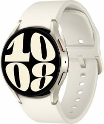 Gold Samsung Galaxy Watch 6 with numbers on screen