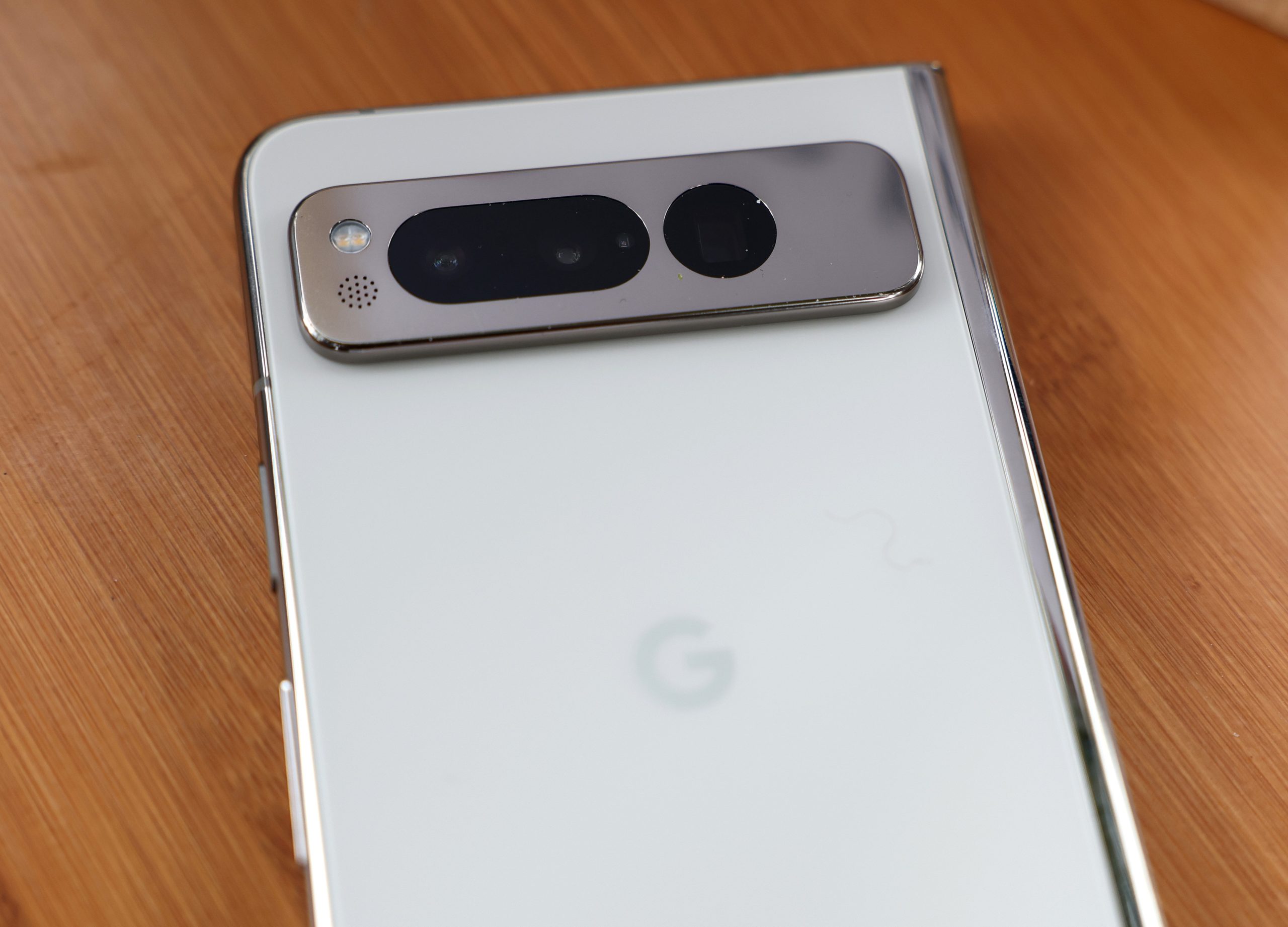 The new Google Pixel Foldable phone is displayed during the Google I/O developers conference at Shoreline Amphitheatre on May 10, 2023 in Mountain View, California
