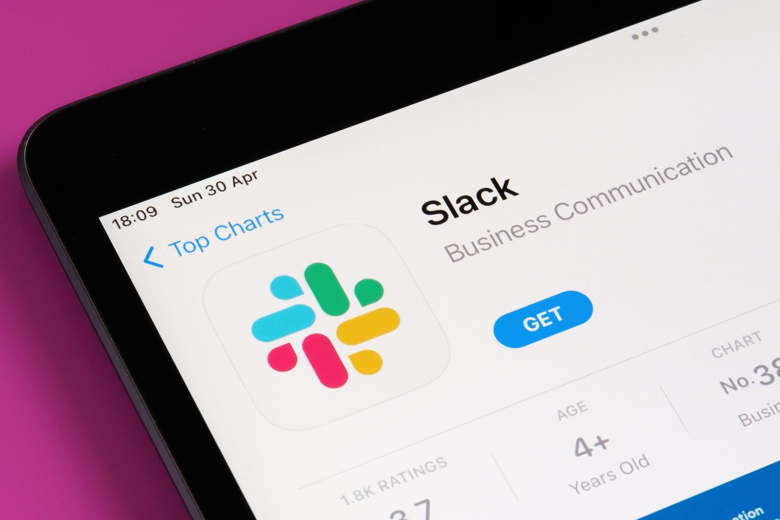 Slack on the App Store on an iPad screen