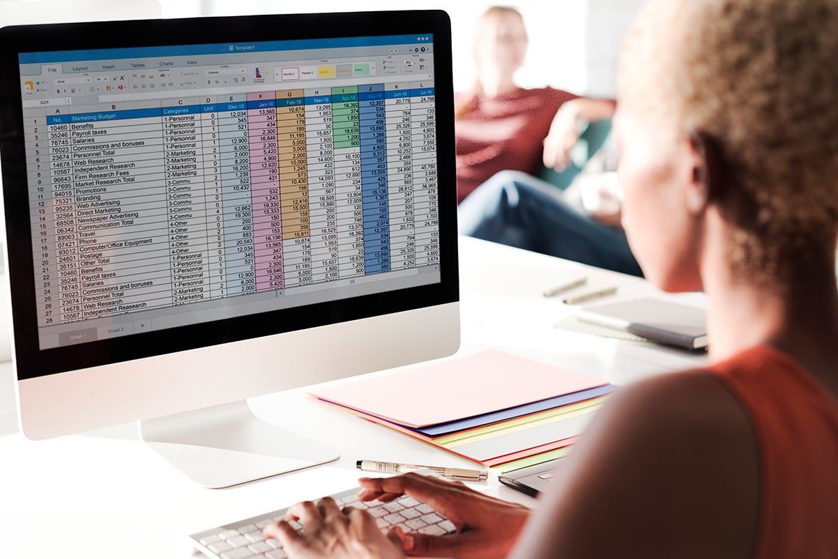 Woman using excel