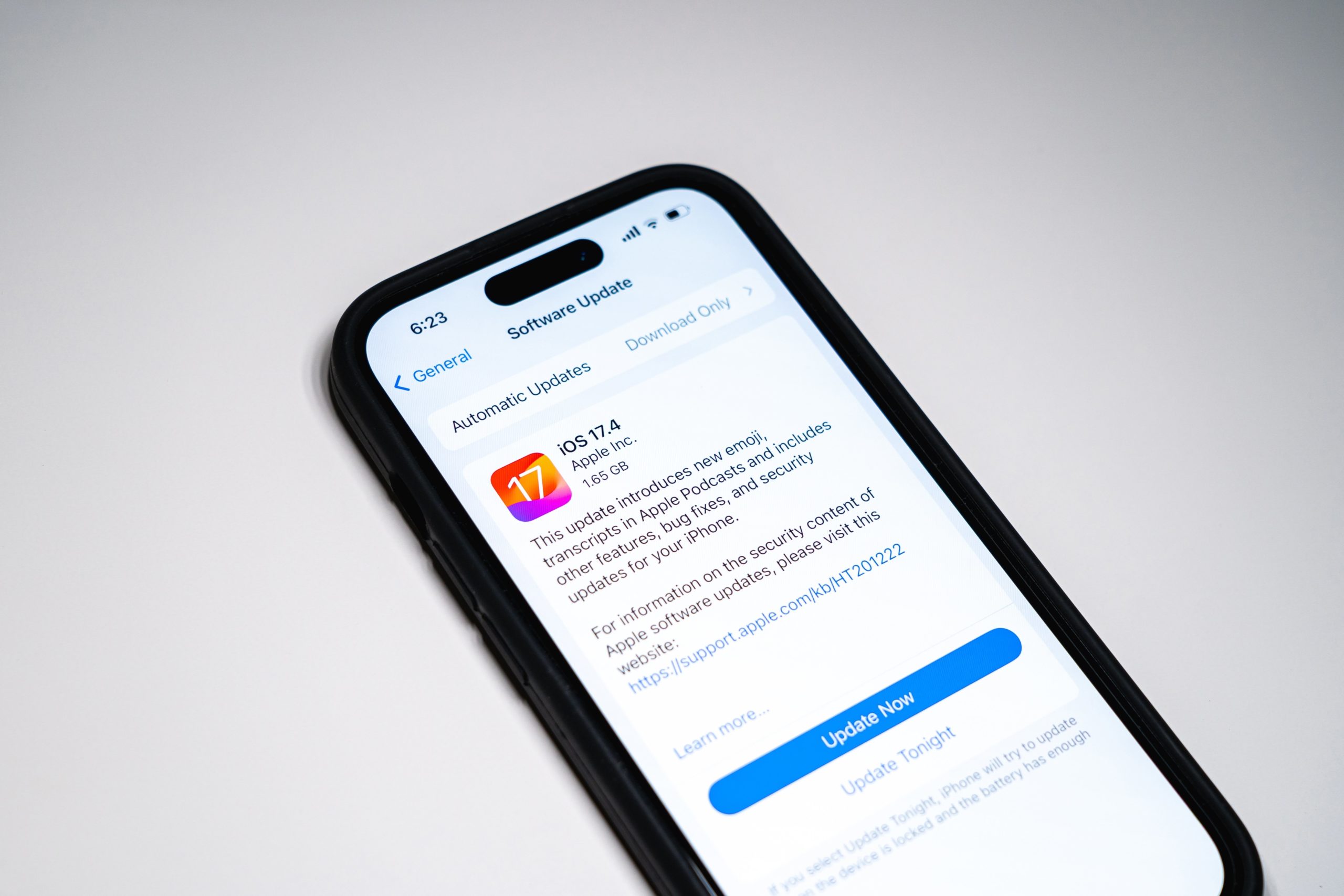 iOS 17 update on an iPhone