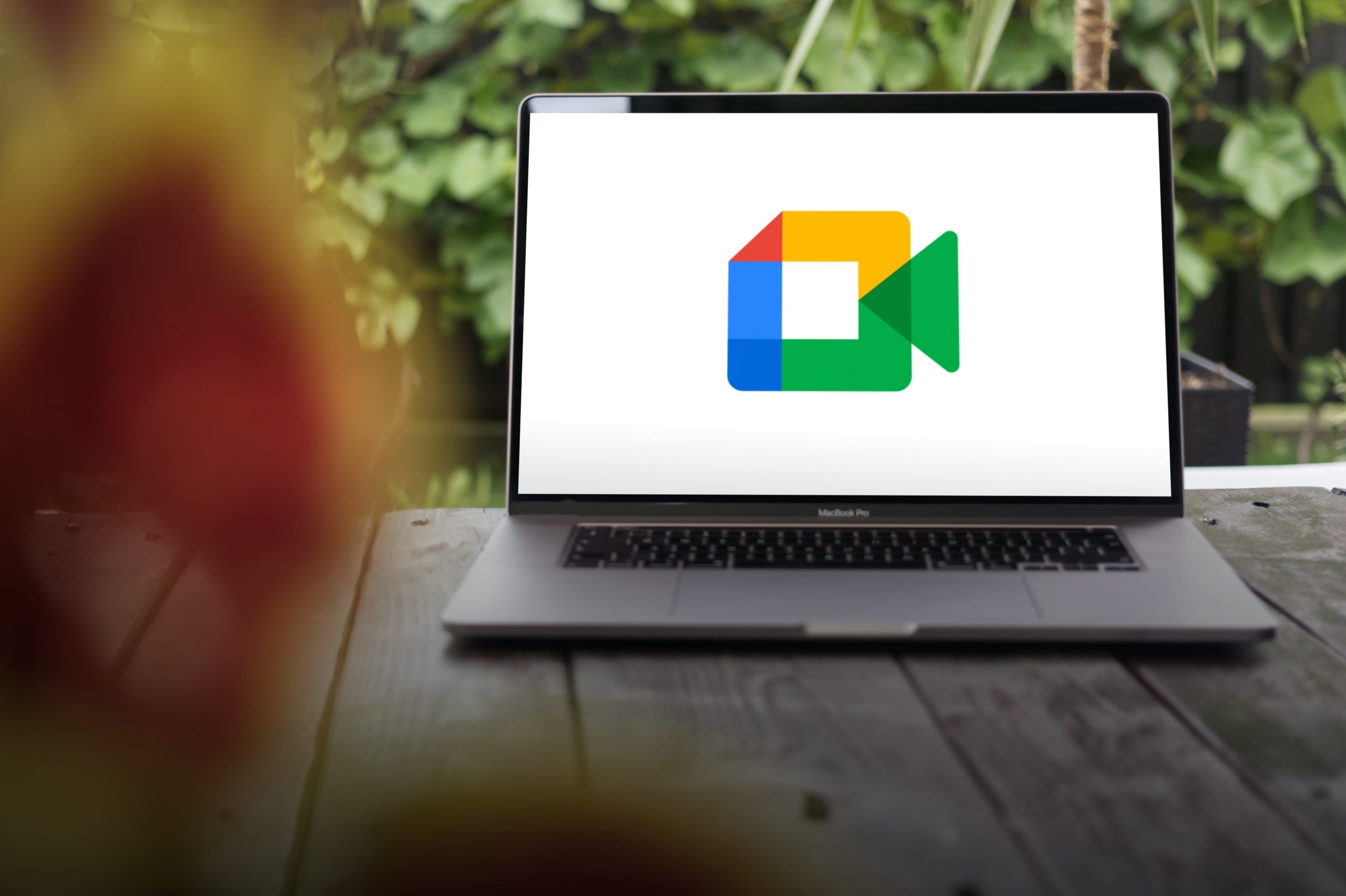 Google Meet icon on a laptop