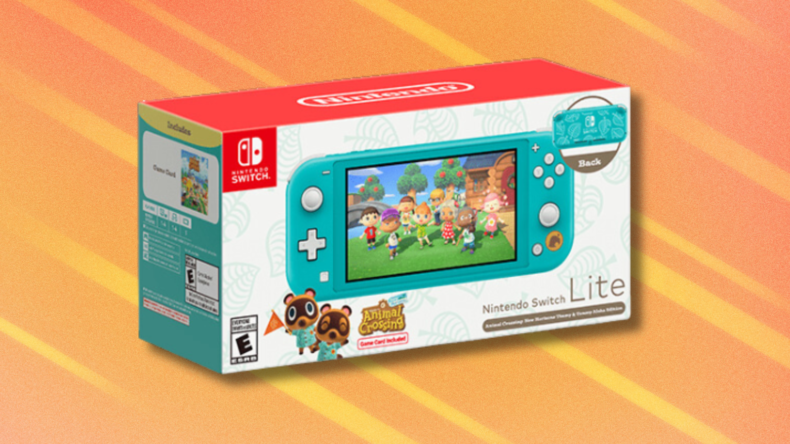 Nintendo Switch Lite bundle on orange abstract background