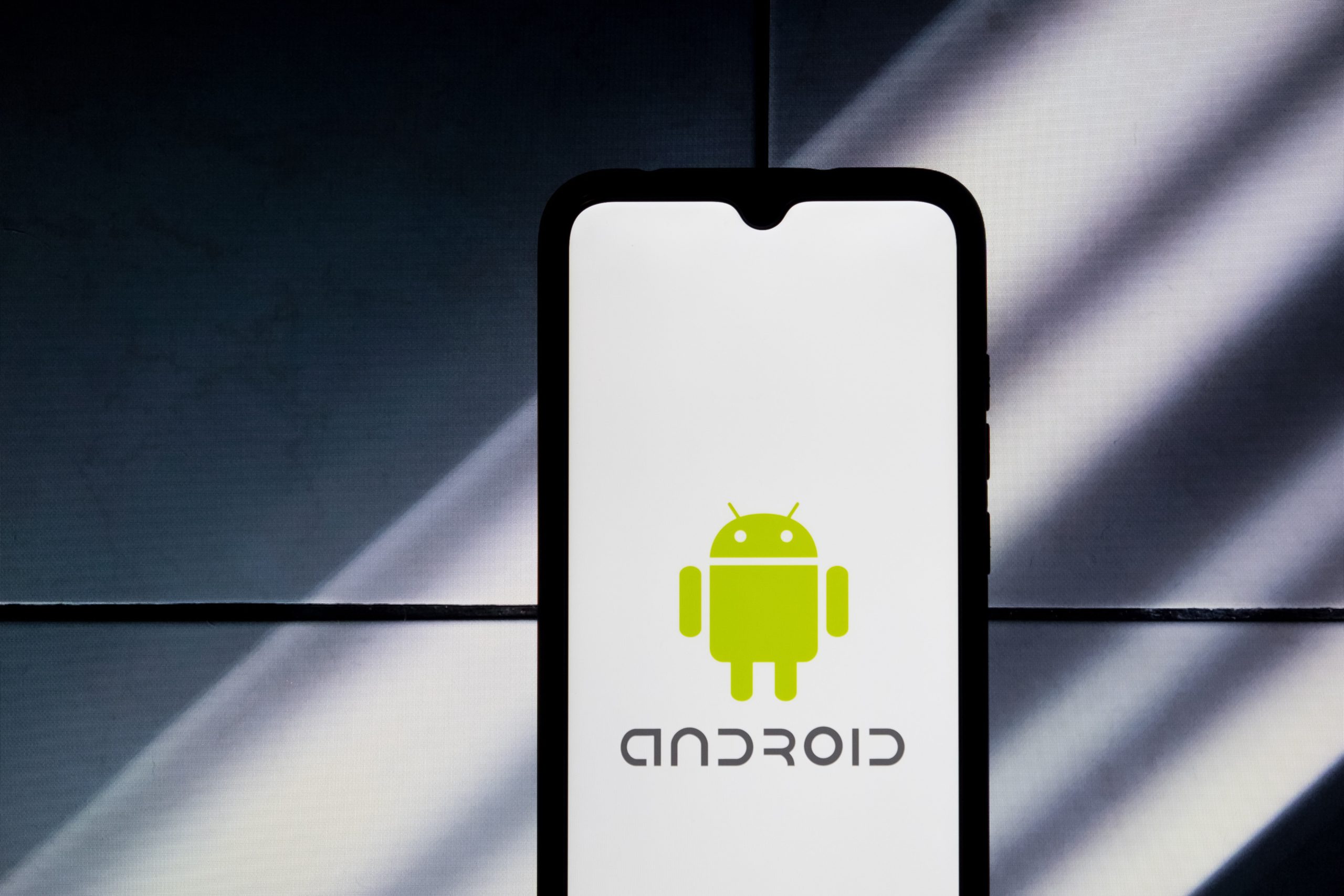 Android logo on smartphone