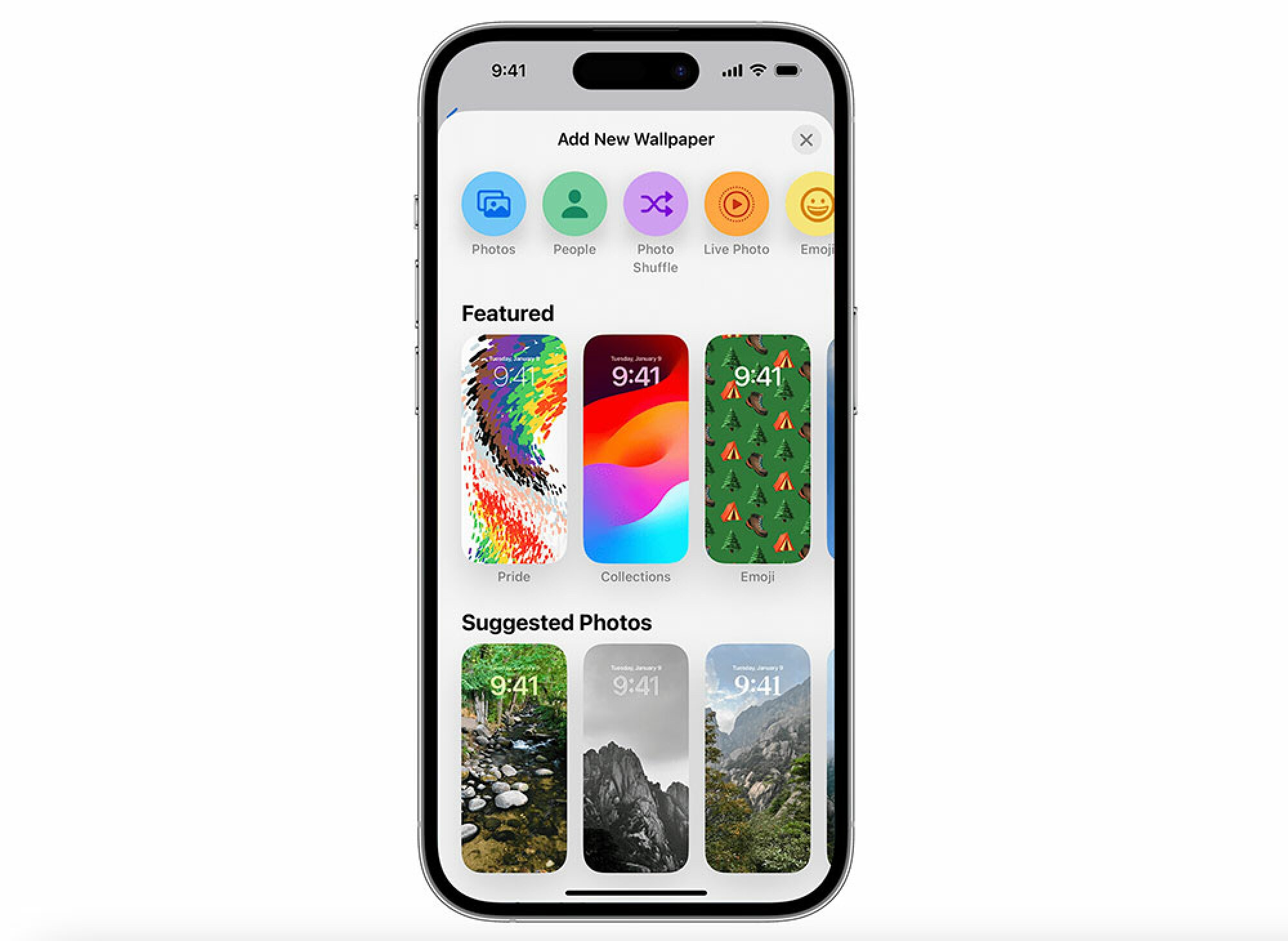 An iPhone screen open on the Wallpaper page.