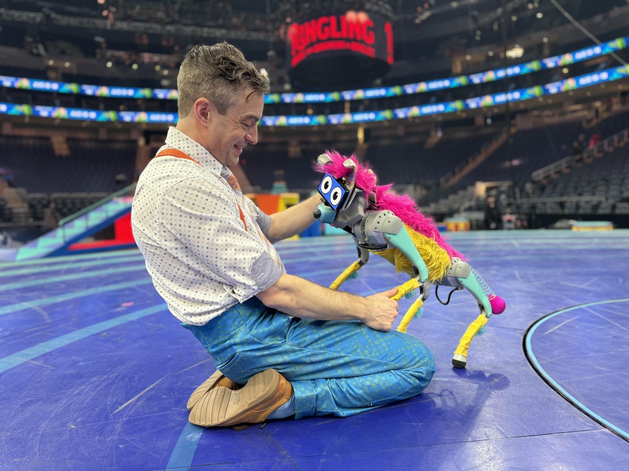 Jan Damm aka Nick Nack and Bailey the robot dog
