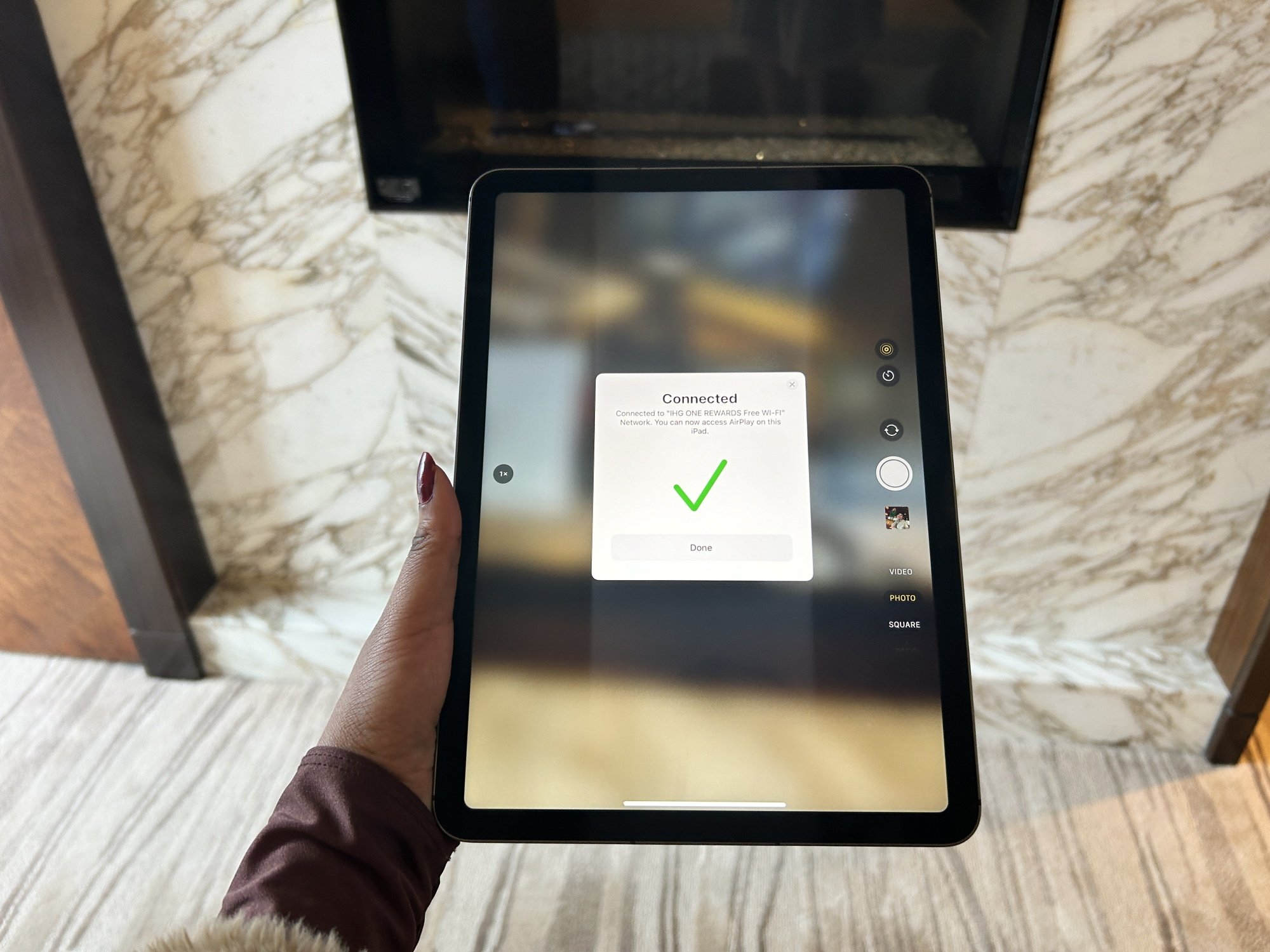 Wi-Fi connection via AirPlay at IHG hotel