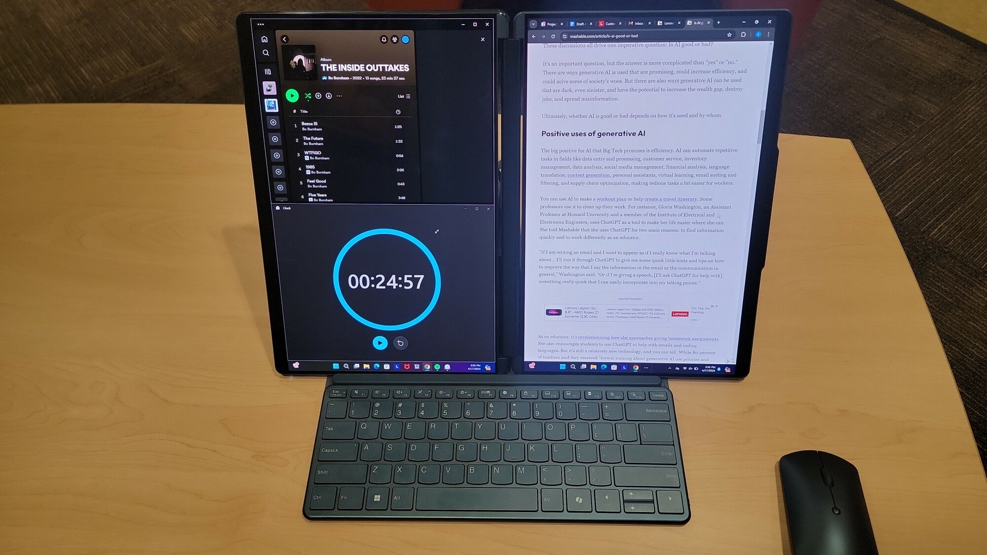 Lenovo Yoga Book 9i on a table in book mode