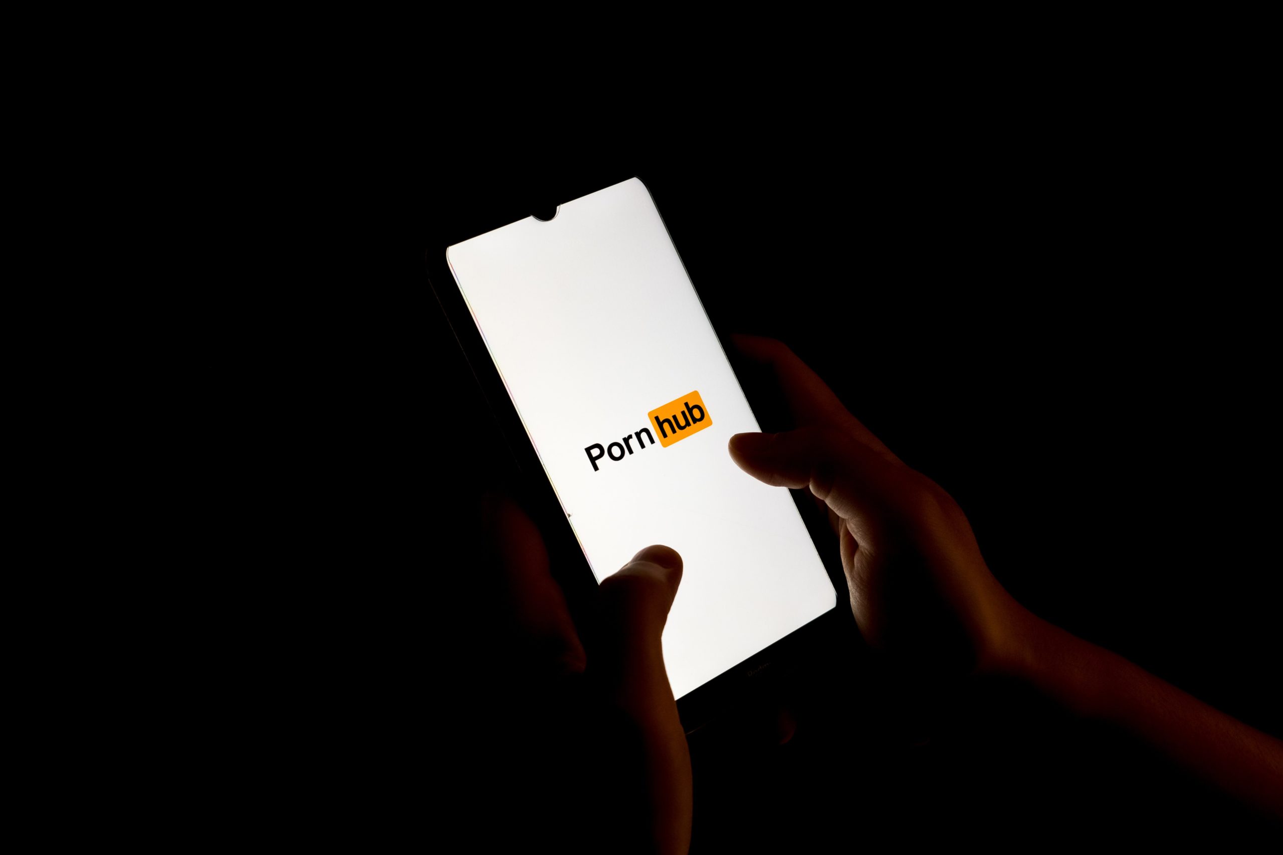 Pornhub logo seen displayed on a smartphone screen