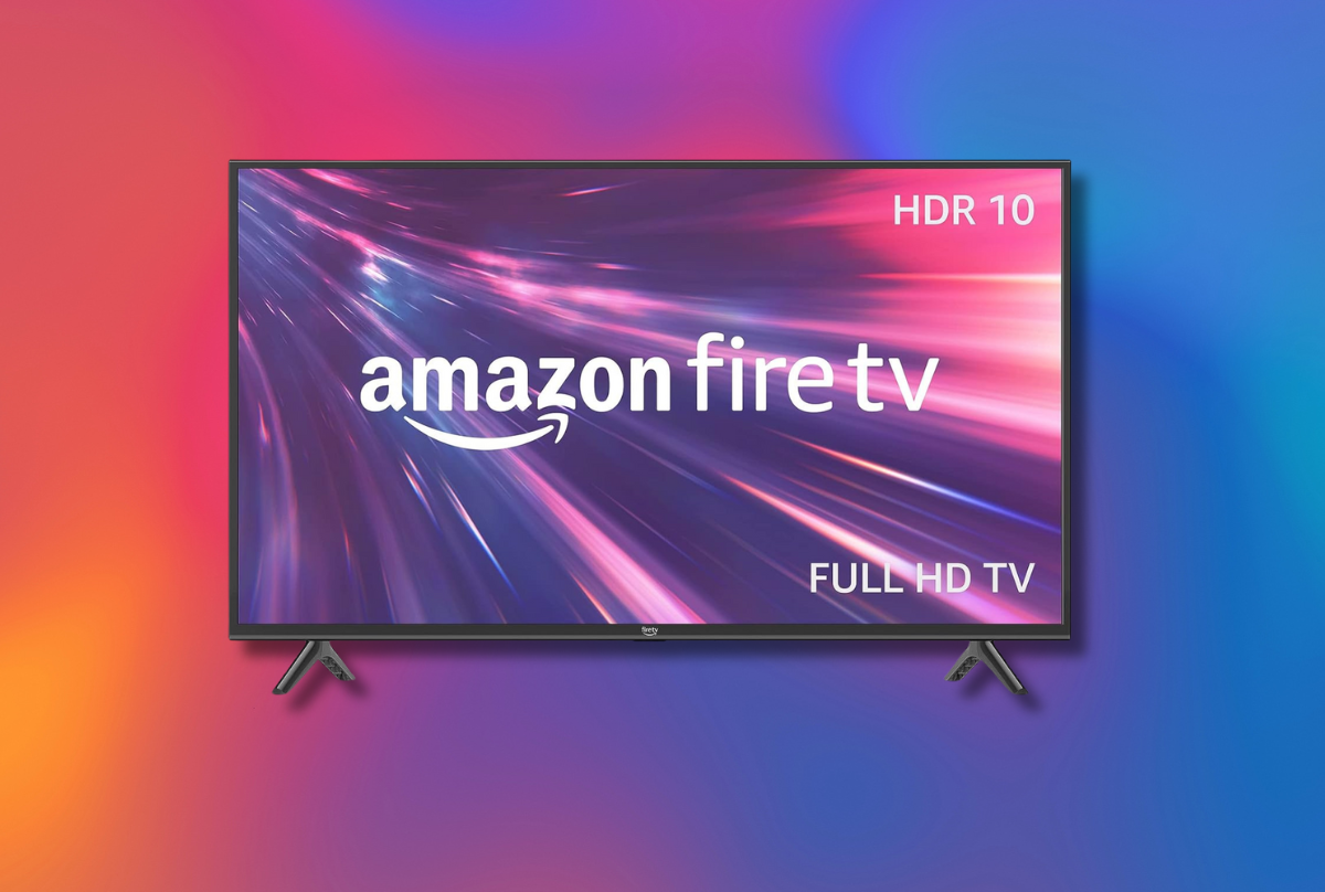 Amazon fire tv against colorful background