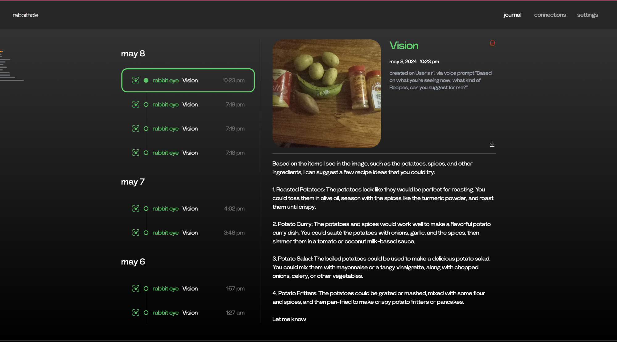 Rabbit Hole Vision feature response