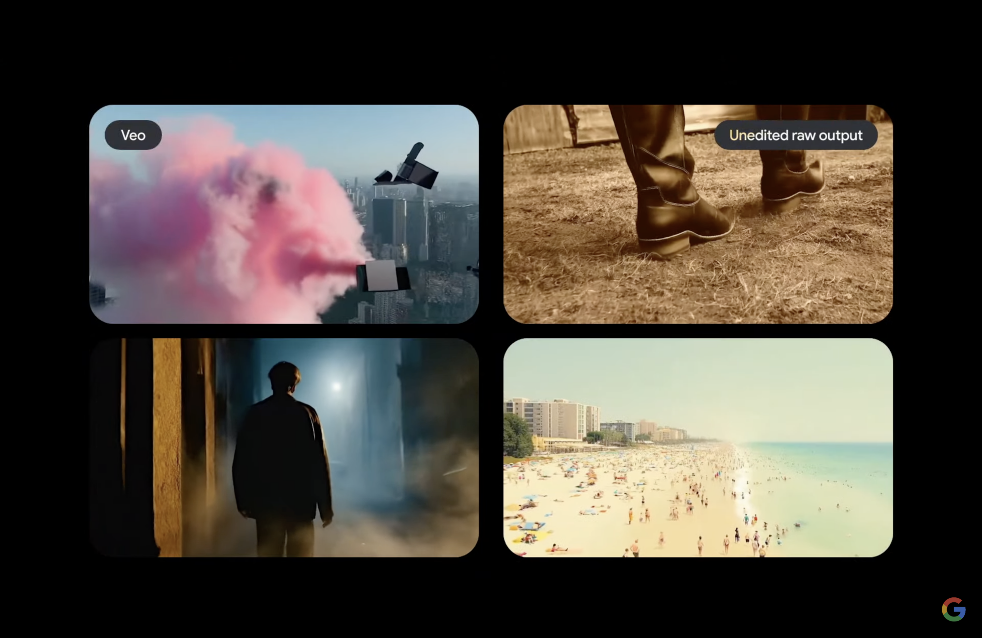 a four-image split-screen view of AI-generated images
