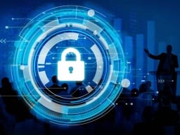 Cybersecurity grapgic in blue.