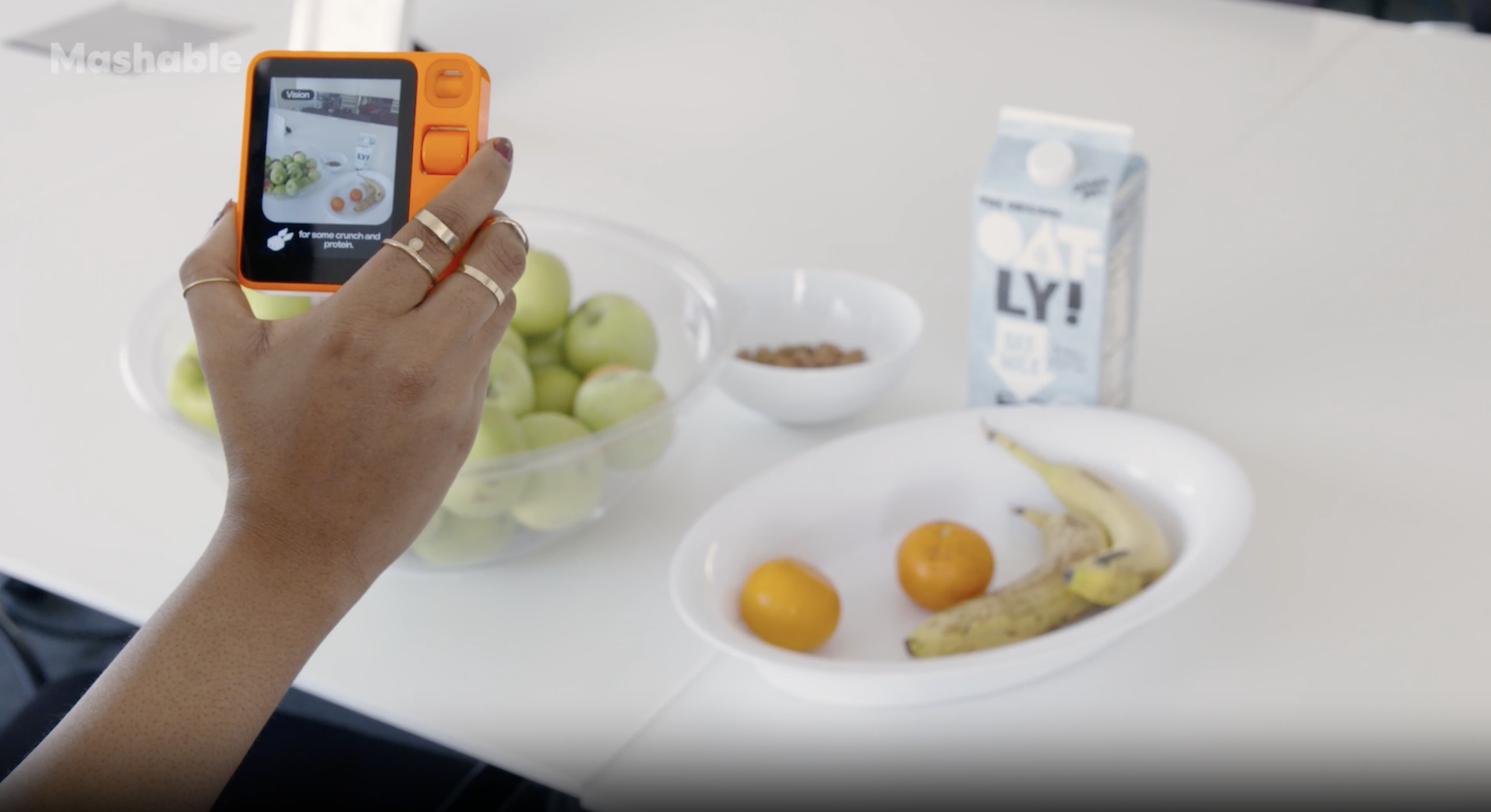 Rabbit R1 identifying food on the table