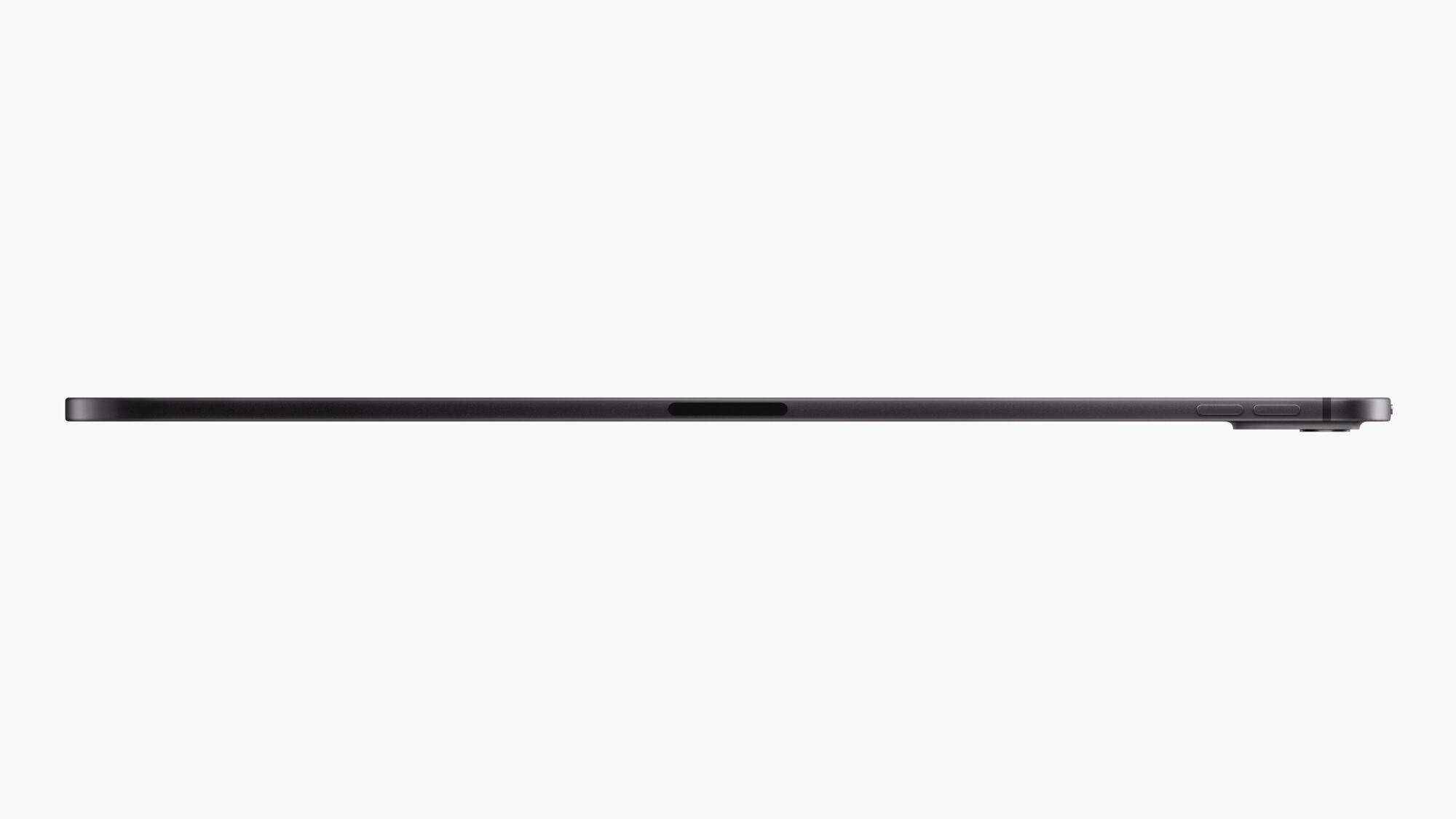 iPad Pro 2024 from side view to show how thin it is
