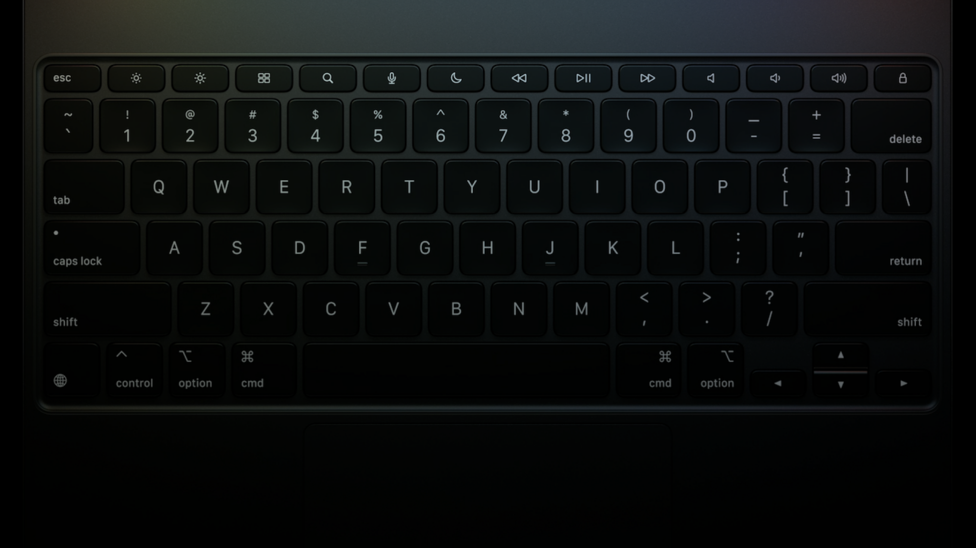 Apple iPad Pro magic keyboard from above