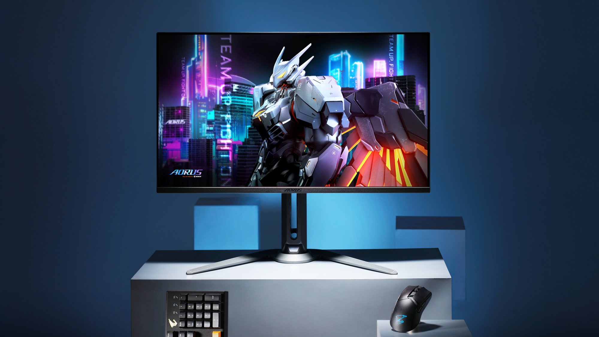 GIGABYTE Gaming Monitor on computer-generated background