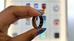 Samsung Galaxy Ring with a techy background