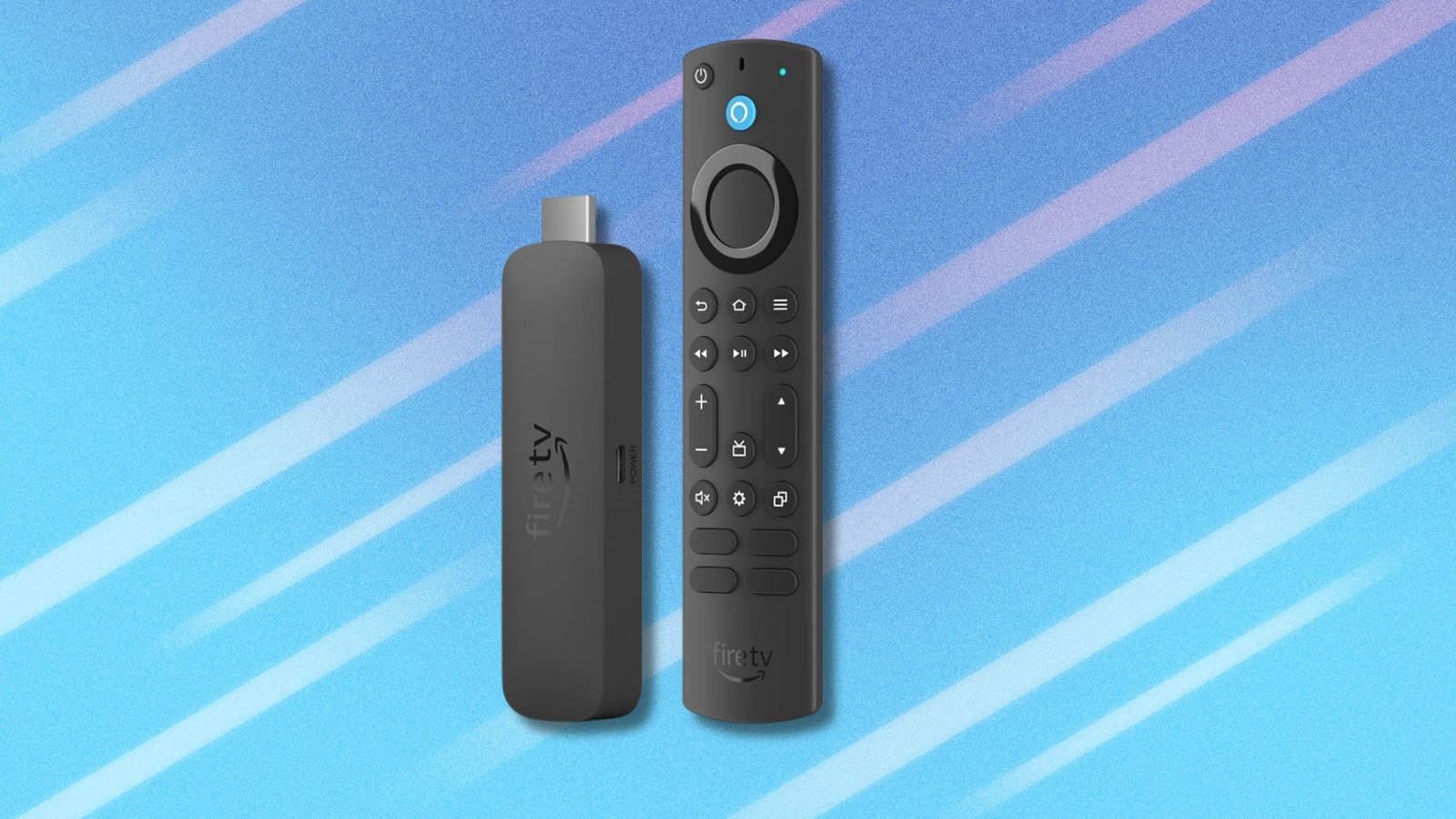  Amazon Fire TV Stick 4K Max on blue and white background 