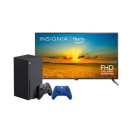 Xbox Series X, Insignia 42-inch LED 4K smart Fire TV, and extra Xbox controller