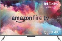 Amazon QLED Omni TV with colorful smoke cloud screensaver