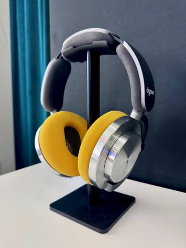 dyson ontrac headphones with yellow ear cushions