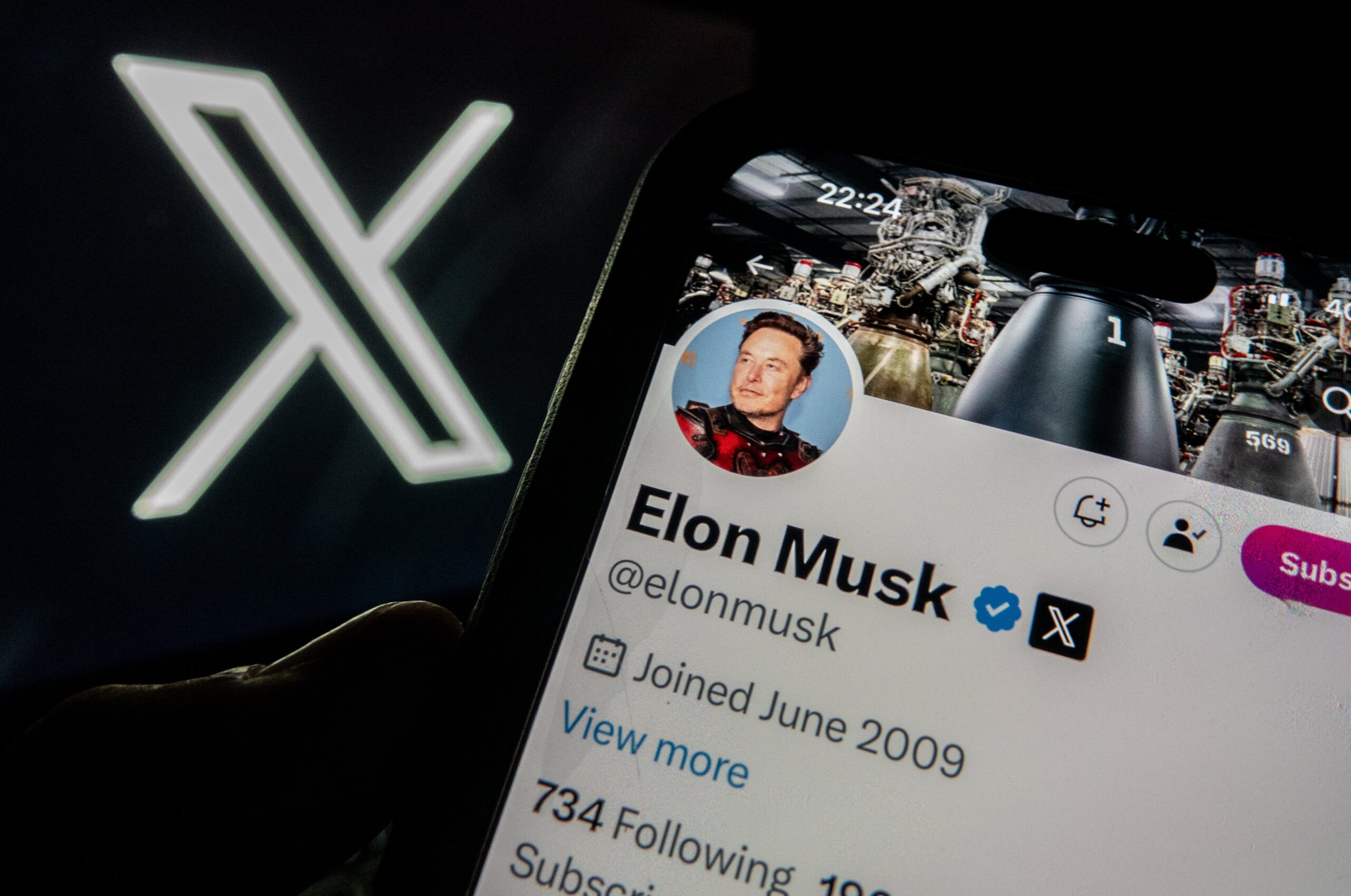 Elon Musk and X logo