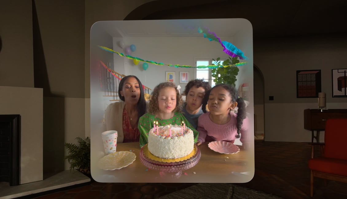 Apple Spatial Photos showing a birthday image.