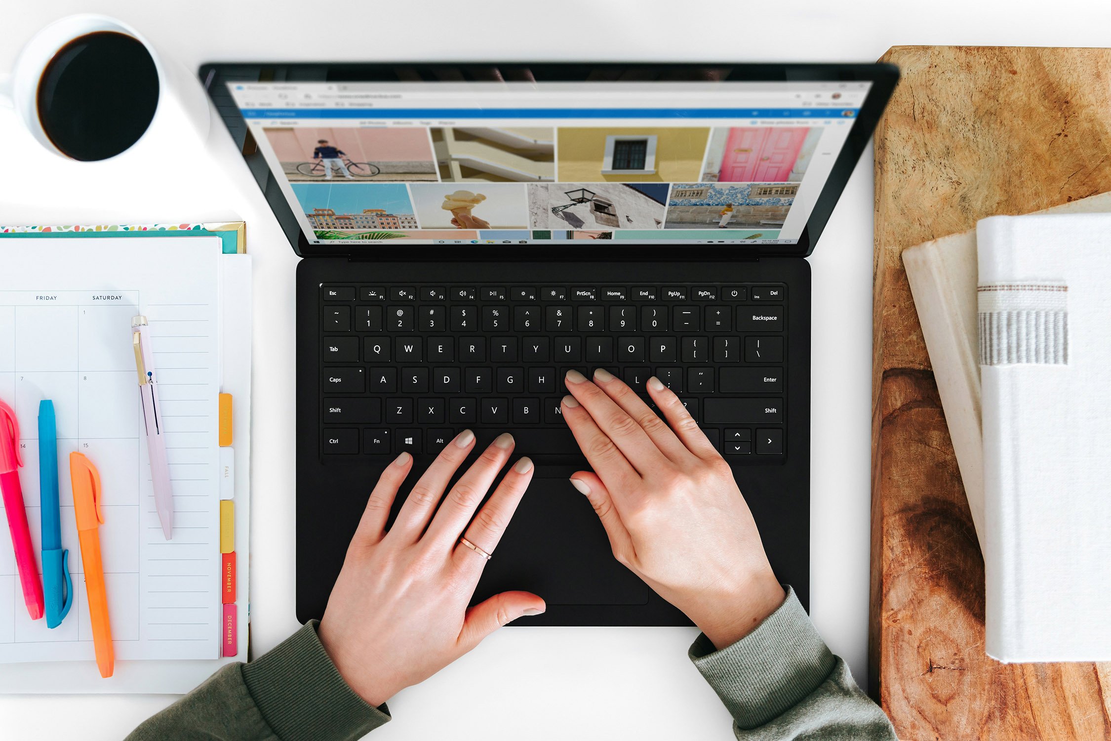 woman typing on Samsung 11.6 inch chromebook