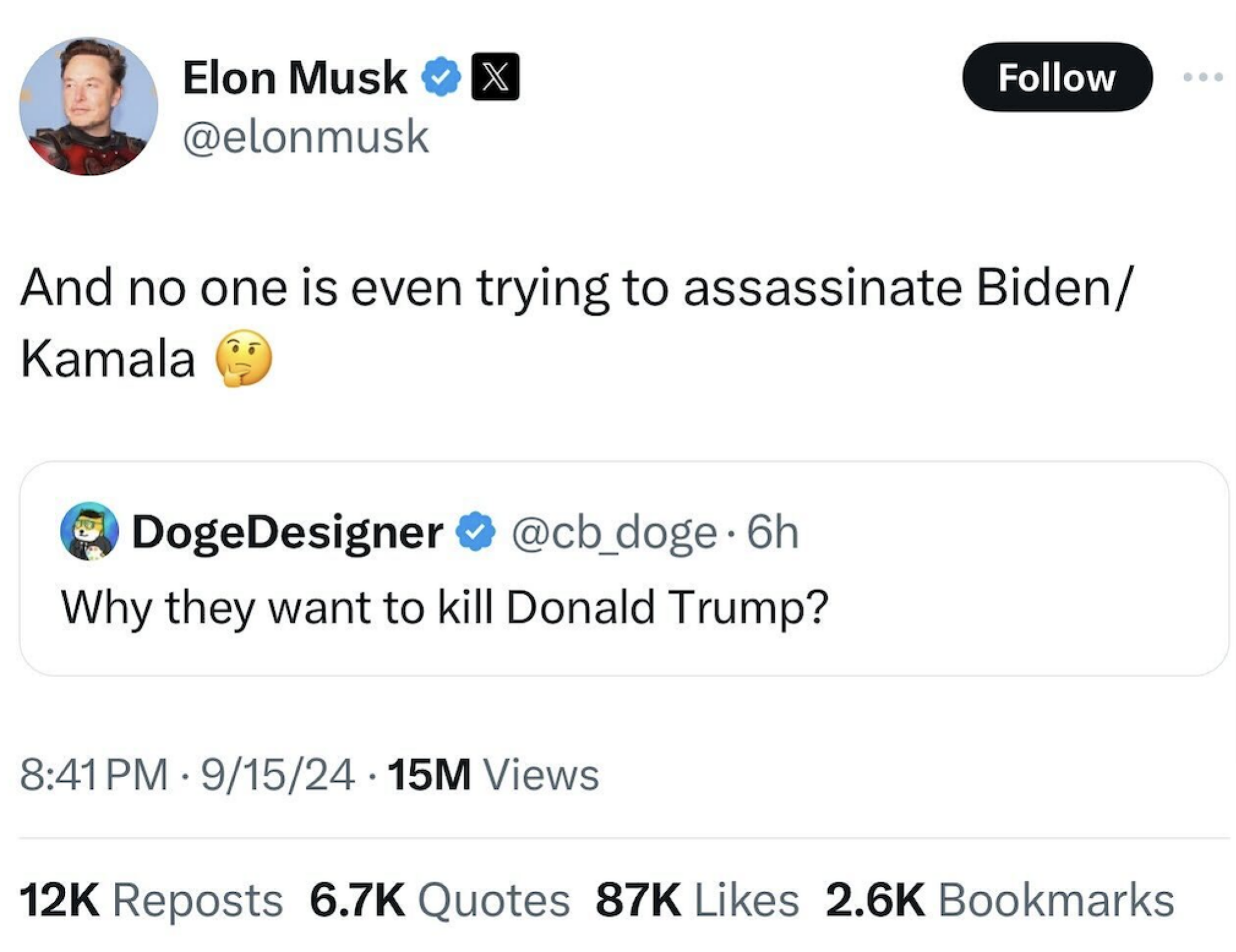 Elon Musk deleted post